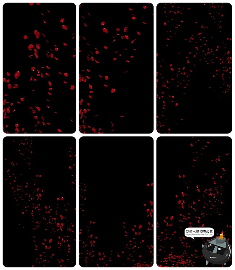 图片[4]-浪漫红玫瑰花瓣雨飘落散落满天后期合成叠加特效JPG黑底图片素材-设计猿