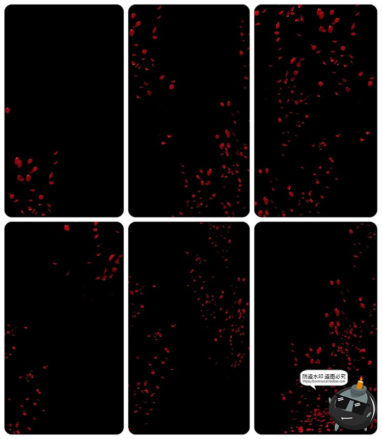 图片[6]-浪漫红玫瑰花瓣雨飘落散落满天后期合成叠加特效JPG黑底图片素材-设计猿
