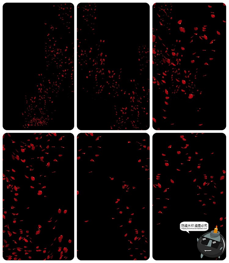 图片[7]-浪漫红玫瑰花瓣雨飘落散落满天后期合成叠加特效JPG黑底图片素材-设计猿