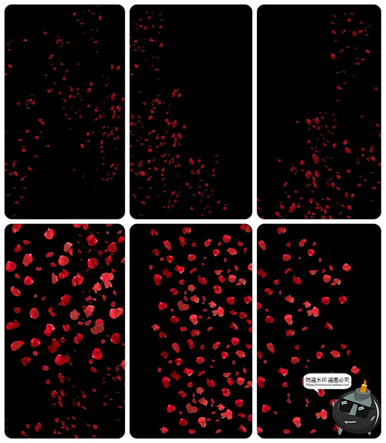 图片[8]-浪漫红玫瑰花瓣雨飘落散落满天后期合成叠加特效JPG黑底图片素材-设计猿