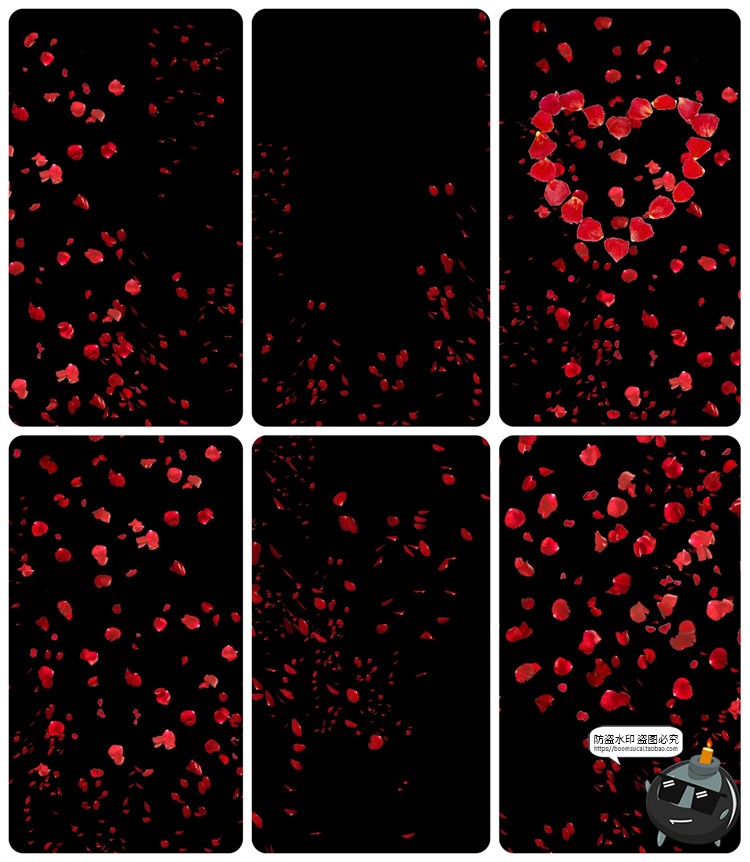 图片[9]-浪漫红玫瑰花瓣雨飘落散落满天后期合成叠加特效JPG黑底图片素材-设计猿