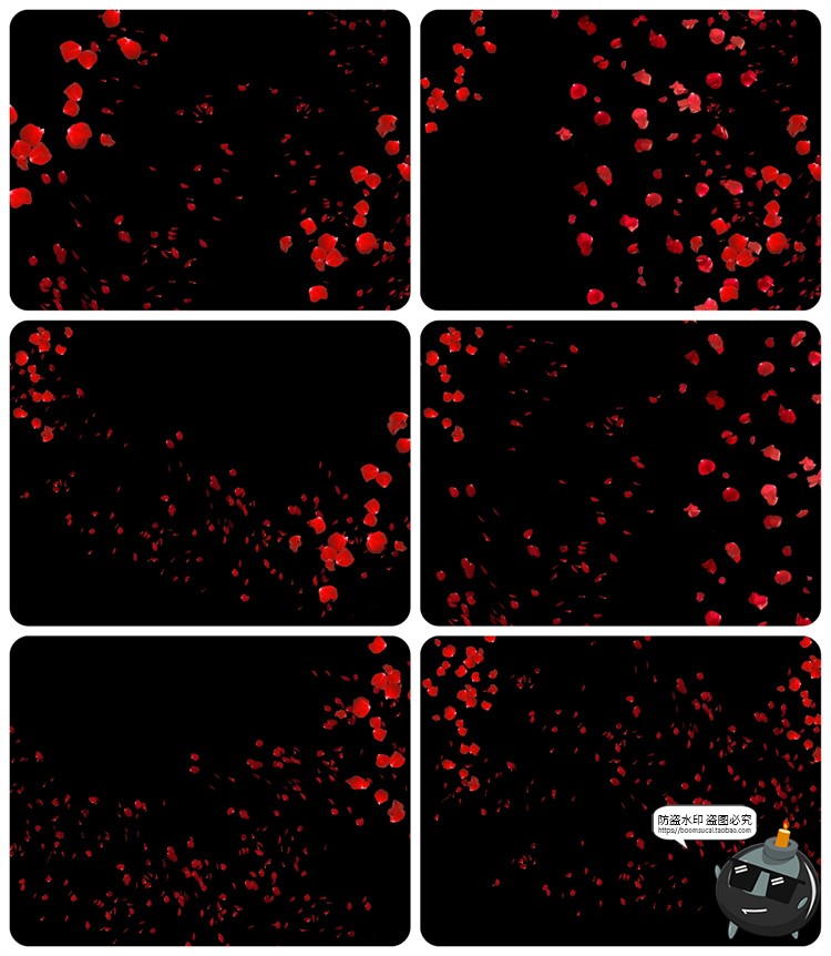 图片[10]-浪漫红玫瑰花瓣雨飘落散落满天后期合成叠加特效JPG黑底图片素材-设计猿