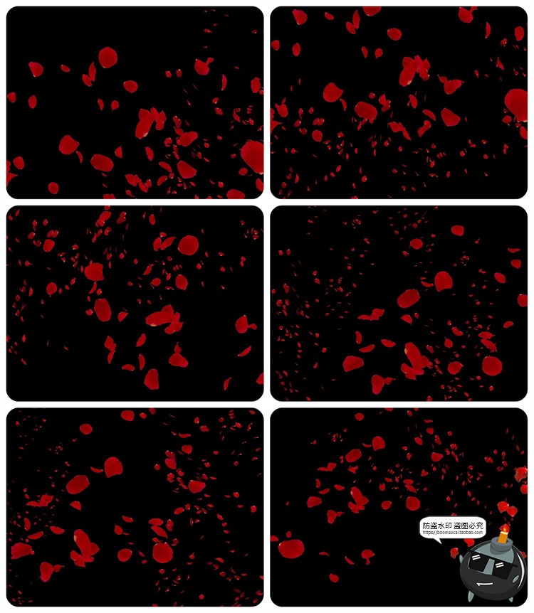 图片[12]-浪漫红玫瑰花瓣雨飘落散落满天后期合成叠加特效JPG黑底图片素材-设计猿