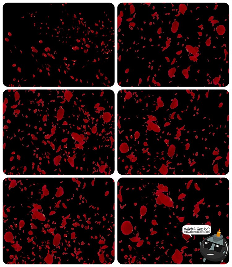 图片[13]-浪漫红玫瑰花瓣雨飘落散落满天后期合成叠加特效JPG黑底图片素材-设计猿