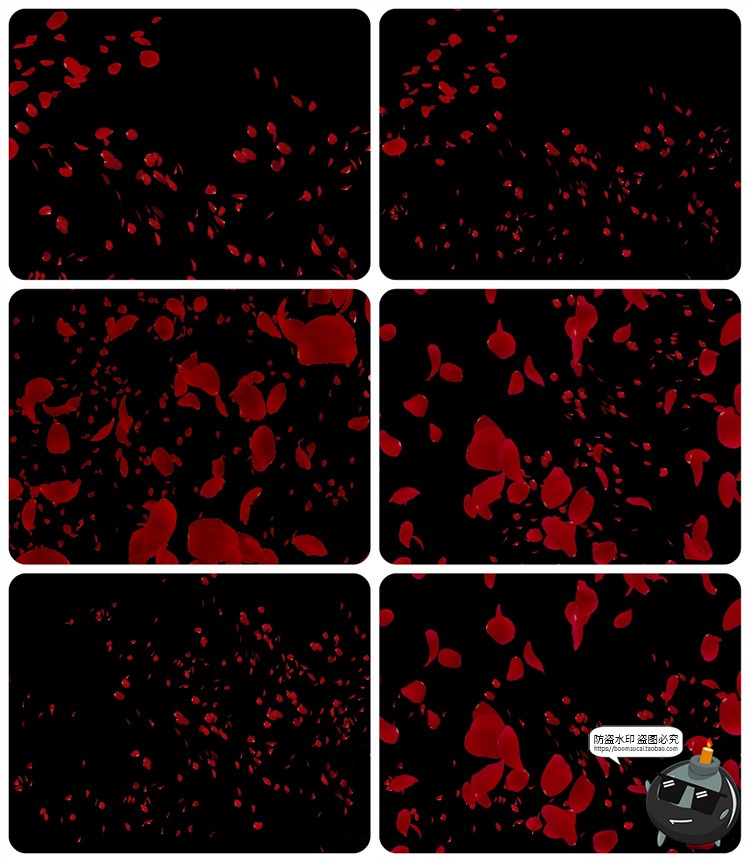 图片[14]-浪漫红玫瑰花瓣雨飘落散落满天后期合成叠加特效JPG黑底图片素材-设计猿