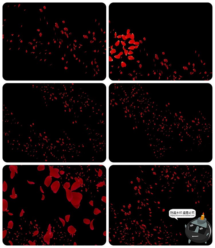 图片[16]-浪漫红玫瑰花瓣雨飘落散落满天后期合成叠加特效JPG黑底图片素材-设计猿