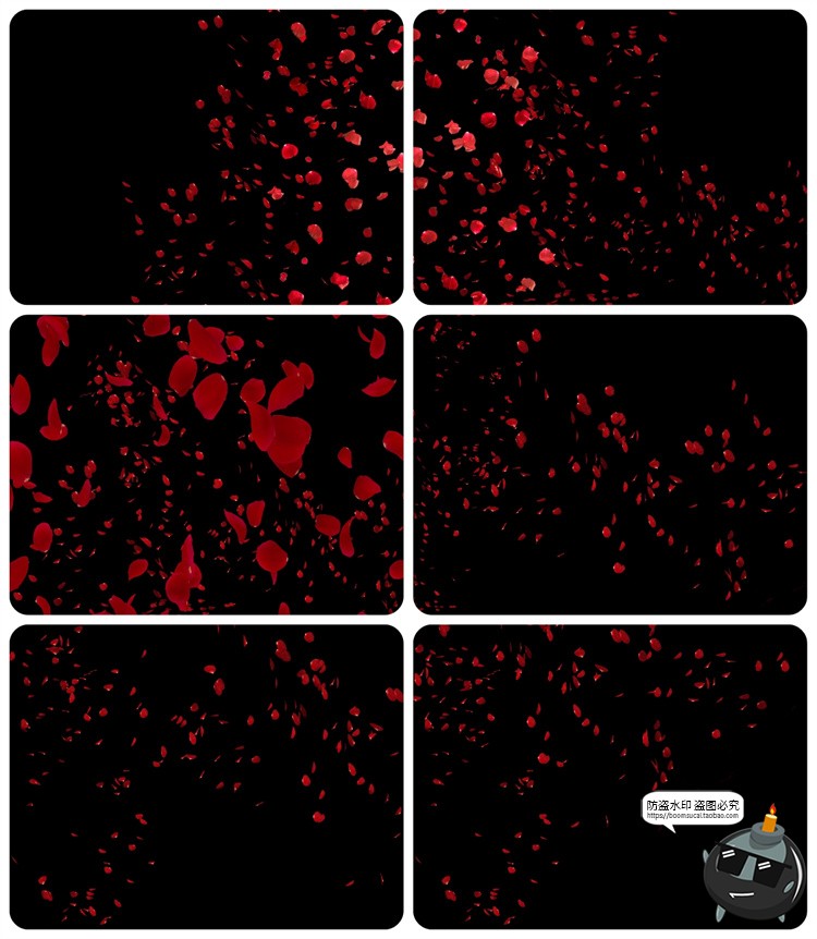 图片[17]-浪漫红玫瑰花瓣雨飘落散落满天后期合成叠加特效JPG黑底图片素材-设计猿