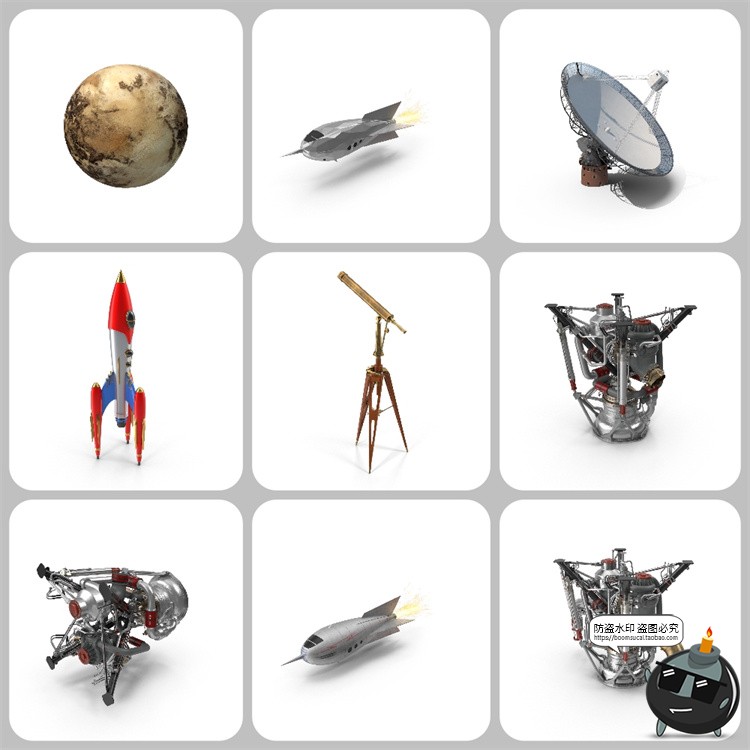 图片[9]-太空元素行星陨石宇航员航天飞机卫星飞碟PSD模板装饰元素PS素材-设计猿