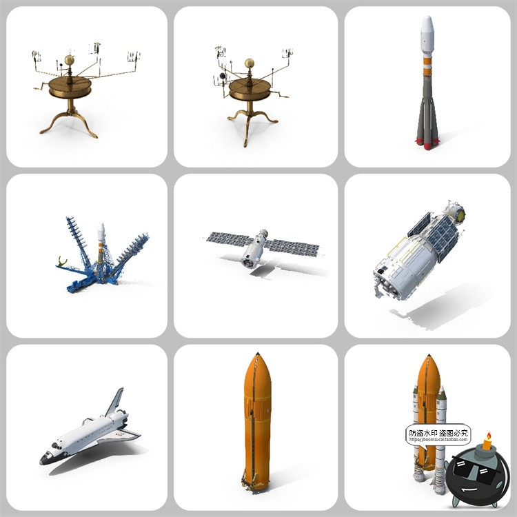 图片[11]-太空元素行星陨石宇航员航天飞机卫星飞碟PSD模板装饰元素PS素材-设计猿