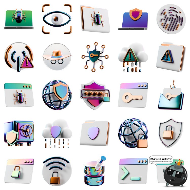 图片[2]-3D立体科技网络安全防护电子数码APP应用icon图标png免抠图片素材-设计猿