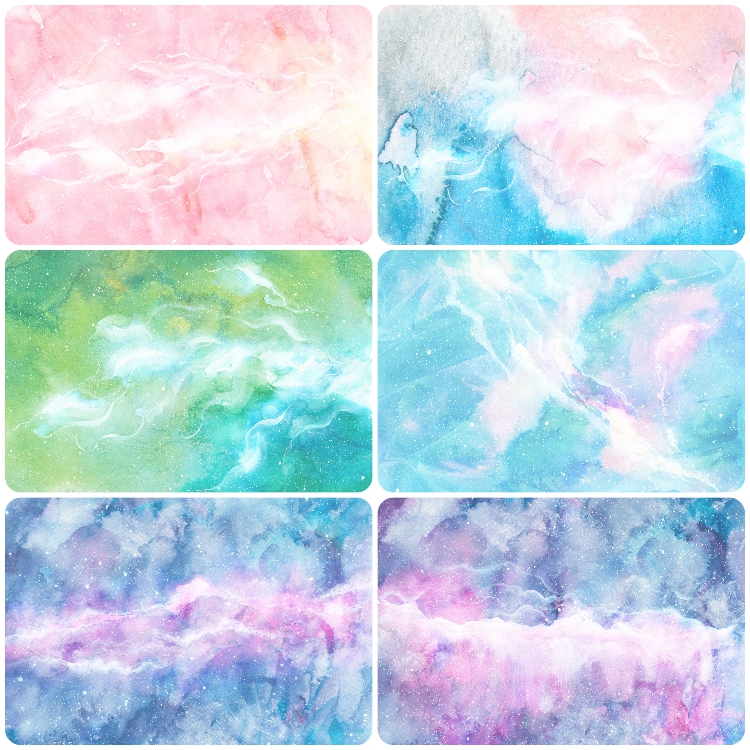 图片[1]-唯美水彩梦幻泼墨纹理图案星空插画背景印刷高清JPG图片素材-设计猿