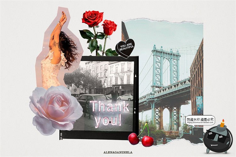 图片[8]-潮流复古怀旧爱情恋爱情人节剪报艺术拼贴剪贴画PNG免抠图片素材-设计猿