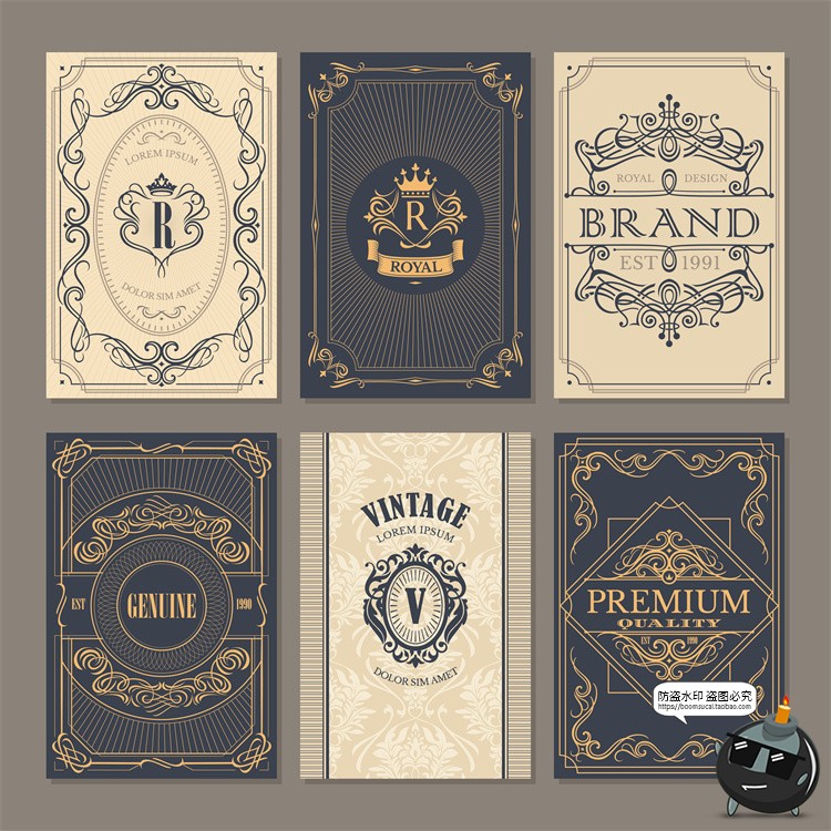 图片[1]-欧式巴洛克花纹边框哥特装饰卡片封面图案图形AI矢量ai源文件素材-设计猿