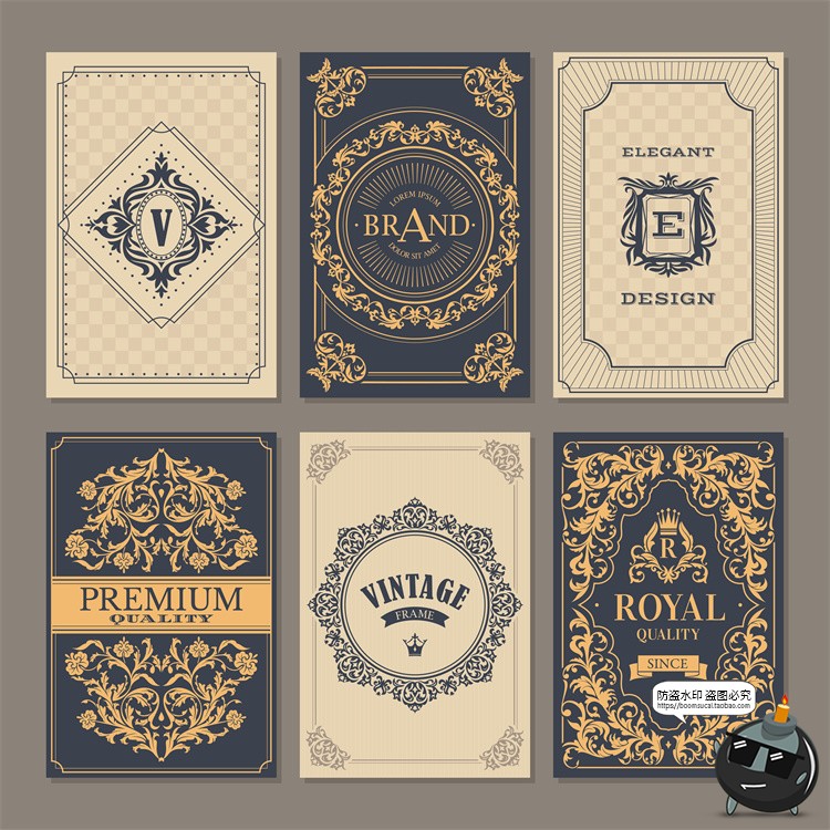 图片[3]-欧式巴洛克花纹边框哥特装饰卡片封面图案图形AI矢量ai源文件素材-设计猿