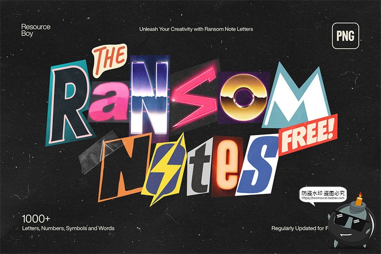 图片[1]-潮流创意英文字母符号拼贴剪切剪贴画撕纸剪纸风PNG免抠图片素材-设计猿