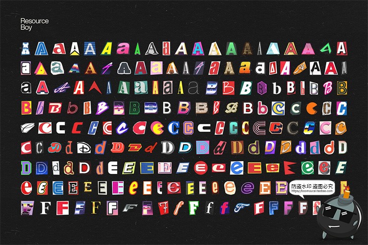 图片[2]-潮流创意英文字母符号拼贴剪切剪贴画撕纸剪纸风PNG免抠图片素材-设计猿