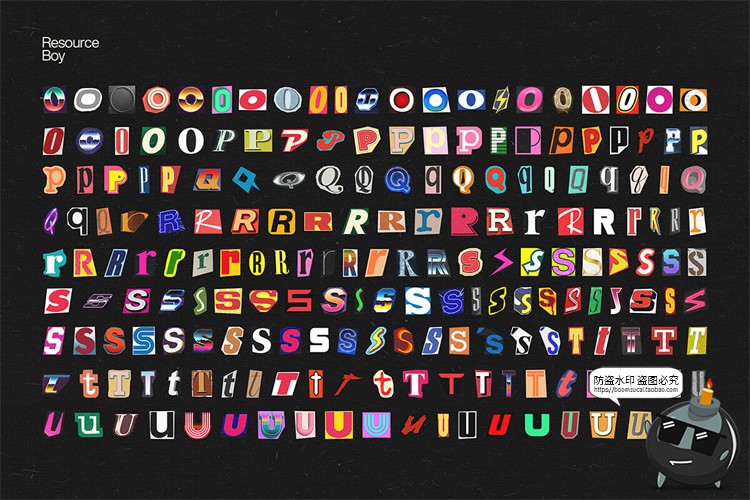 图片[4]-潮流创意英文字母符号拼贴剪切剪贴画撕纸剪纸风PNG免抠图片素材-设计猿