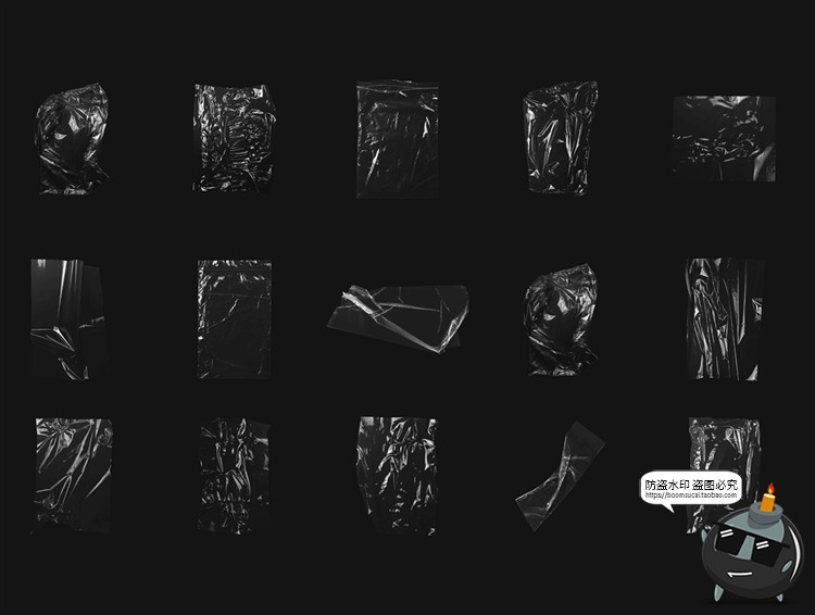 图片[3]-潮流复古光泽褶皱塑料纸保鲜薄膜胶带气泡封口袋包装图片PNG素材-设计猿