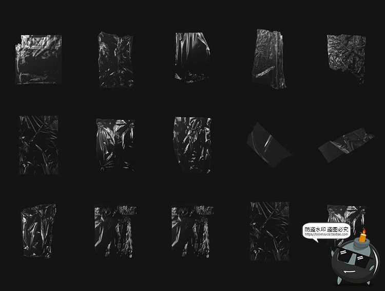 图片[4]-潮流复古光泽褶皱塑料纸保鲜薄膜胶带气泡封口袋包装图片PNG素材-设计猿