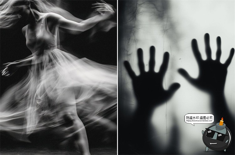 图片[2]-万圣节幽灵蜘蛛女巫骷髅黑白单色惊悚恐怖鬼屋背景JPG图片素材图-设计猿