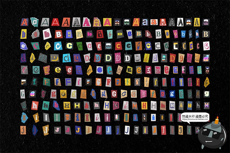 图片[3]-复古潮流英文字母符号短语数字剪纸艺术拼贴画PNG免抠图片素材图-设计猿