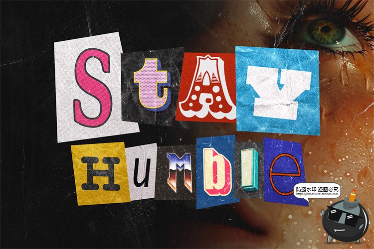 图片[8]-复古潮流英文字母符号短语数字剪纸艺术拼贴画PNG免抠图片素材图-设计猿