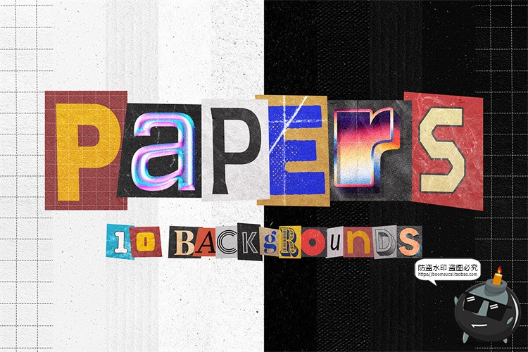 图片[11]-复古潮流英文字母符号短语数字剪纸艺术拼贴画PNG免抠图片素材图-设计猿