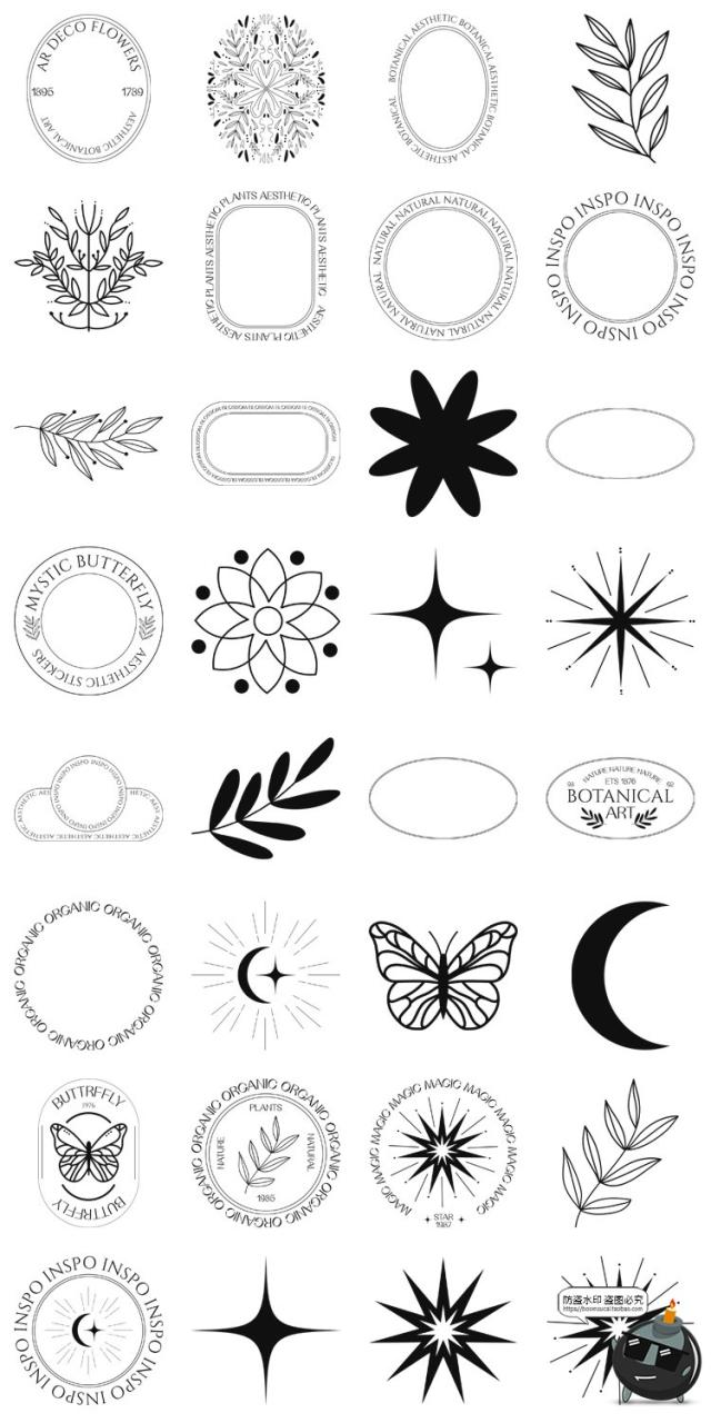 图片[4]-优雅线性植物自然星月花卉logo图案图标贴纸ai矢量png免抠素材图-设计猿