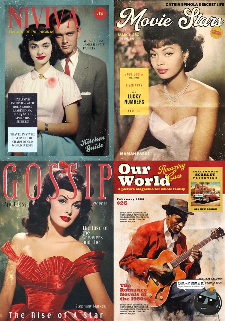 图片[2]-欧美时尚潮流复古杂志封面海报插画广告宣传单PSD模板分层PS素材-设计猿