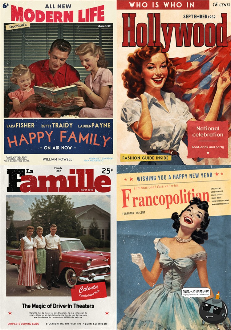 图片[3]-欧美时尚潮流复古杂志封面海报插画广告宣传单PSD模板分层PS素材-设计猿