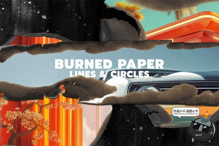 图片[1]-复古做旧火焰烧焦碳化焚烧熏黑纸张边缘拼贴PNG免抠图片PSD素材-设计猿