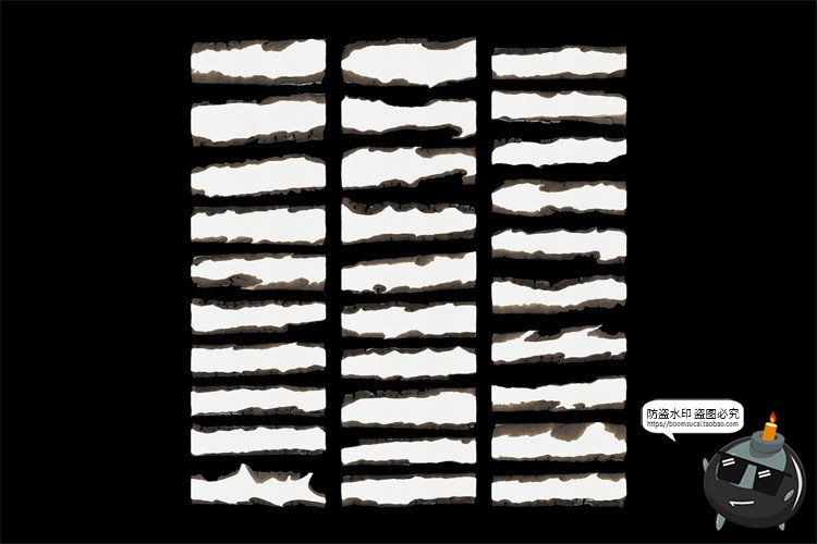 图片[2]-复古做旧火焰烧焦碳化焚烧熏黑纸张边缘拼贴PNG免抠图片PSD素材-设计猿