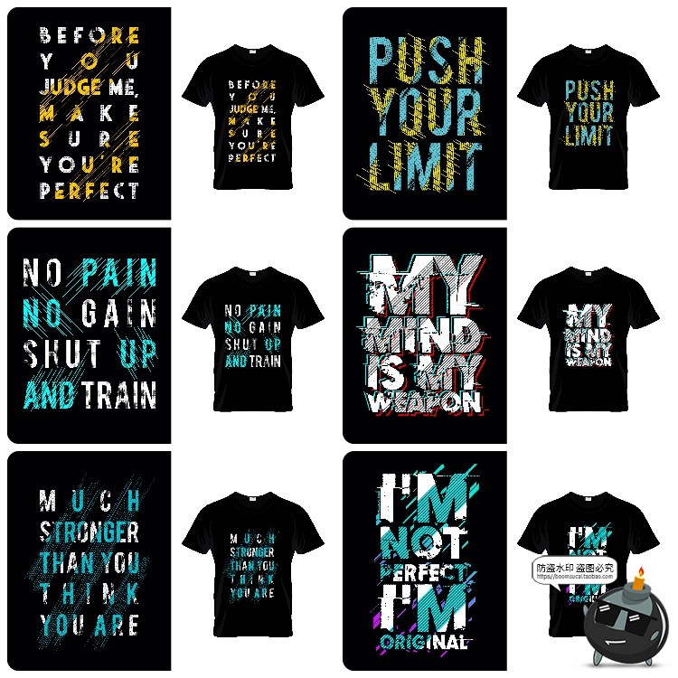 图片[3]-潮流美式英文字母炫彩排版简约服饰T恤短袖印花图案AI矢量素材图-设计猿