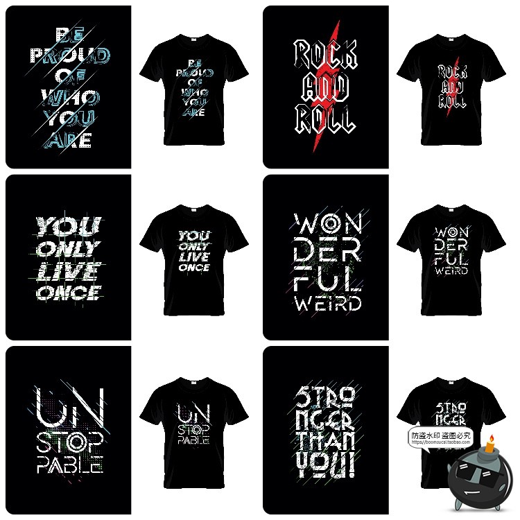 图片[5]-潮流美式英文字母炫彩排版简约服饰T恤短袖印花图案AI矢量素材图-设计猿