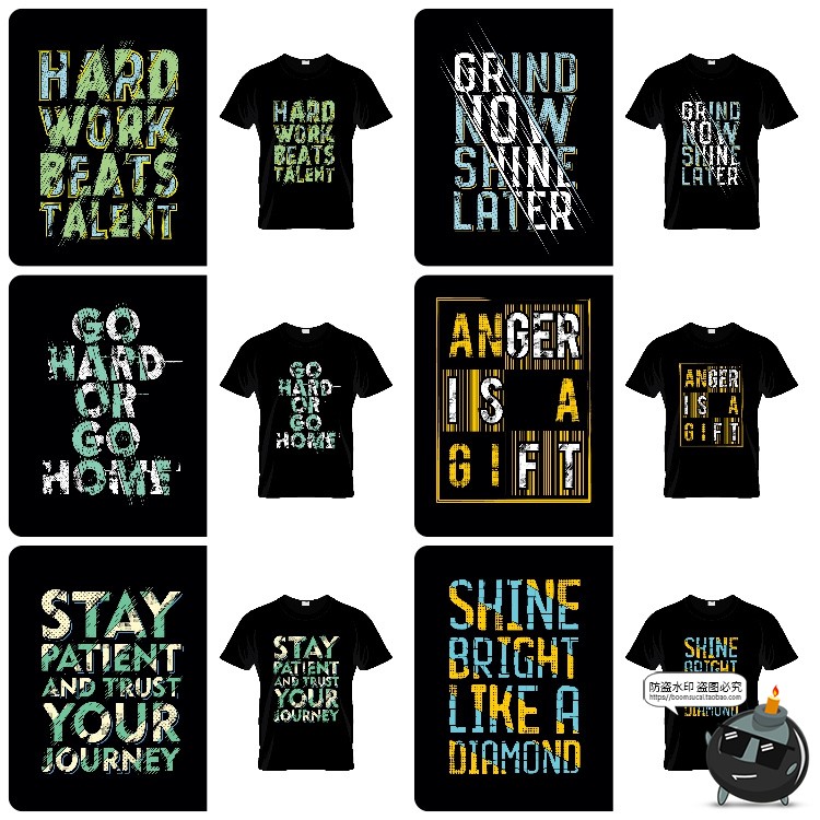 图片[7]-潮流美式英文字母炫彩排版简约服饰T恤短袖印花图案AI矢量素材图-设计猿