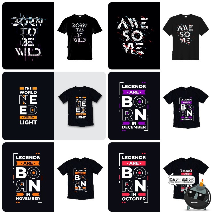 图片[8]-潮流美式英文字母炫彩排版简约服饰T恤短袖印花图案AI矢量素材图-设计猿