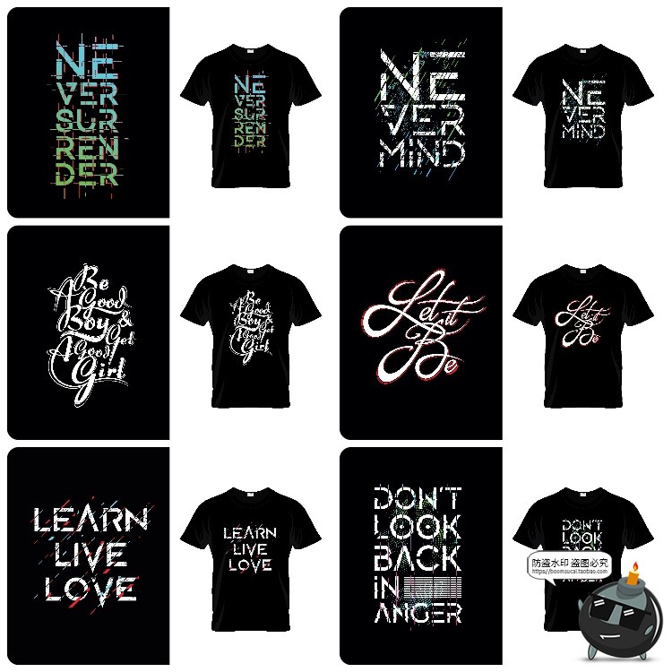 图片[9]-潮流美式英文字母炫彩排版简约服饰T恤短袖印花图案AI矢量素材图-设计猿