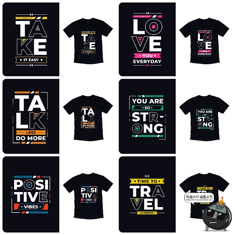 图片[12]-潮流美式英文字母炫彩排版简约服饰T恤短袖印花图案AI矢量素材图-设计猿