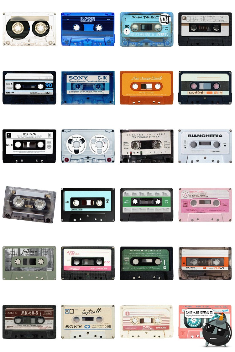 图片[1]-美式怀旧复古可爱磁带卡带透明背景图片电子手账PNG免扣美工素材-设计猿