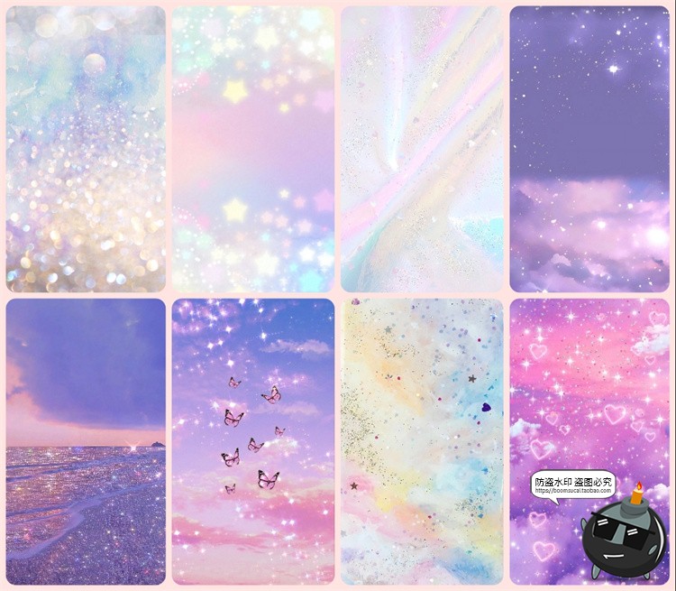 图片[1]-唯美梦幻浪漫星光云彩白云大海花海溶图JPG背景纹理饭圈美工素材-设计猿