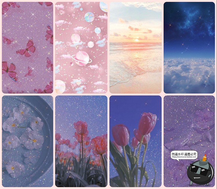 图片[2]-唯美梦幻浪漫星光云彩白云大海花海溶图JPG背景纹理饭圈美工素材-设计猿