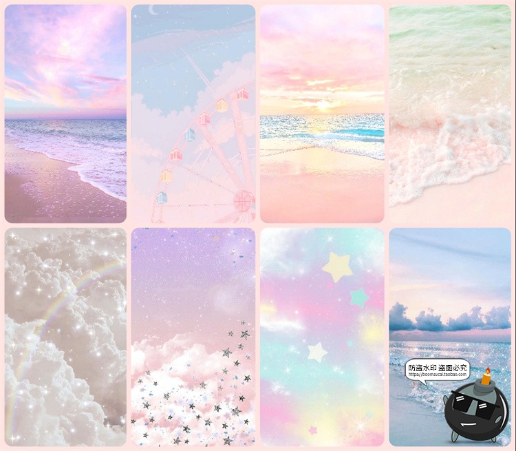 图片[3]-唯美梦幻浪漫星光云彩白云大海花海溶图JPG背景纹理饭圈美工素材-设计猿