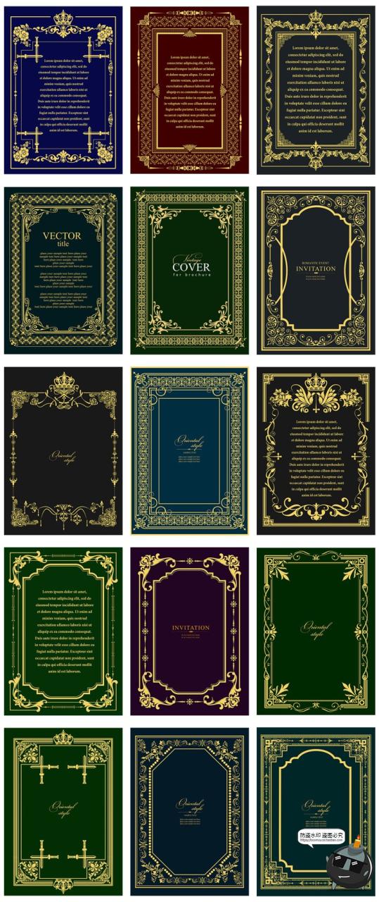 图片[2]-复古哥特欧式传统古典艺术花纹边框装饰纹样图案模板AI矢量图素材-设计猿