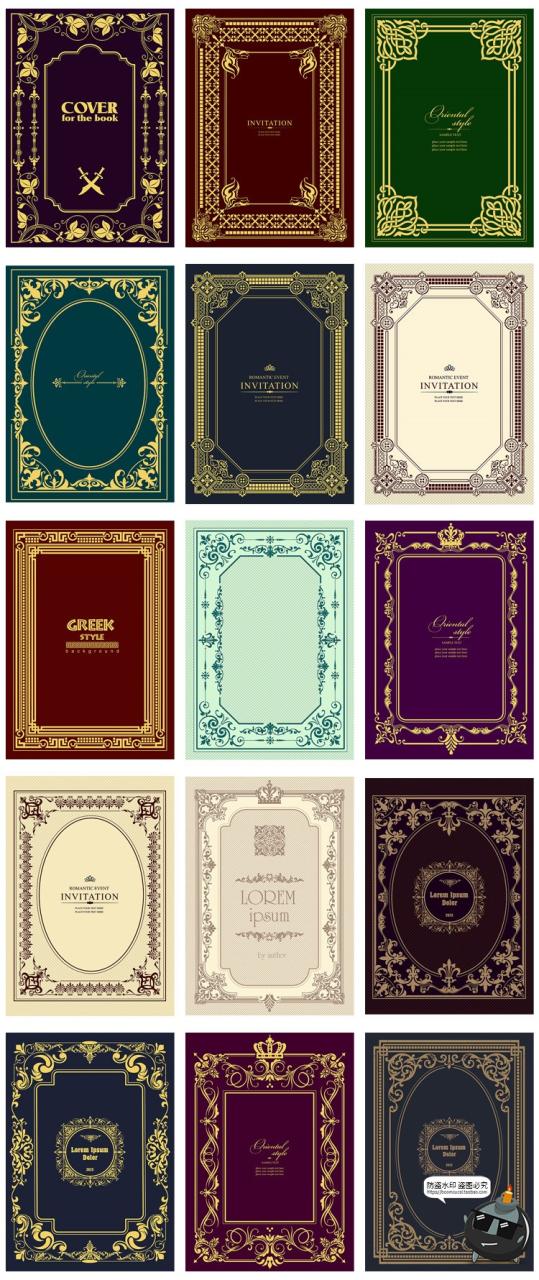 图片[4]-复古哥特欧式传统古典艺术花纹边框装饰纹样图案模板AI矢量图素材-设计猿