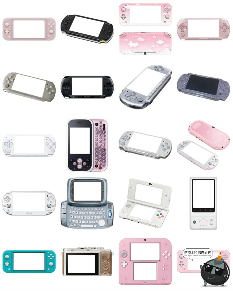 图片[1]-美式复古游戏机边框贴纸电子手账PNG免扣图片饭圈美工装饰素材图-设计猿