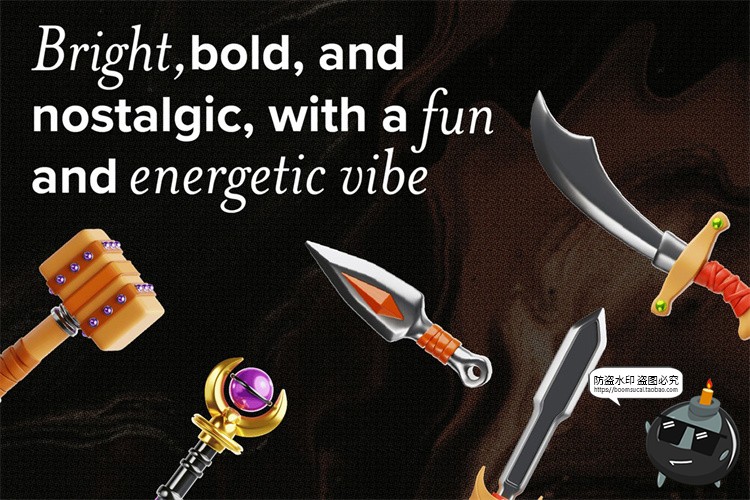 图片[7]-趣味3D卡通游戏装备武器斧刀剑锤盔甲插画OBJ插图icon图标PNG素材-设计猿