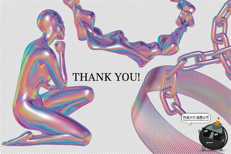 图片[2]-迷幻蒸汽波波普艺术抽象3D几何手绘插画海报设计元素PNG免抠素材-设计猿