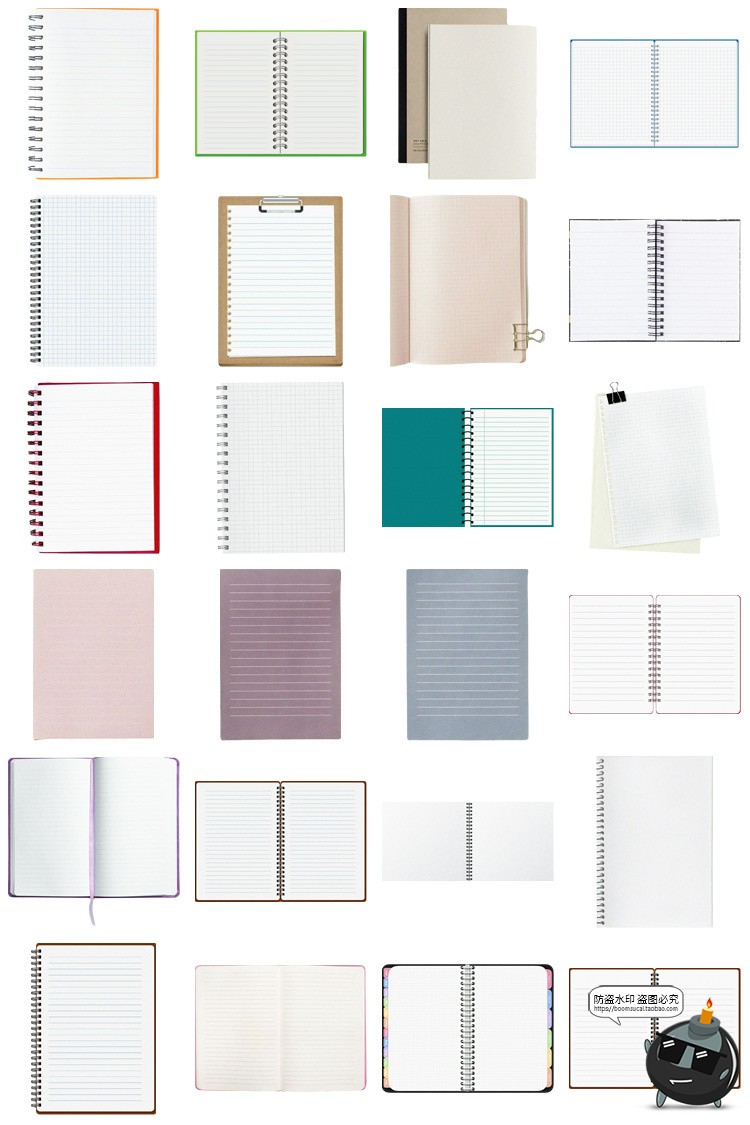 图片[1]-简约作业笔记本文具线圈本电子手账背景PNG免扣饭圈美工素材图片-设计猿