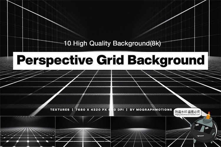 图片[1]-黑白抽象科幻蒸汽波赛博朋克空间网格科技海报背景JPG图片素材-设计猿