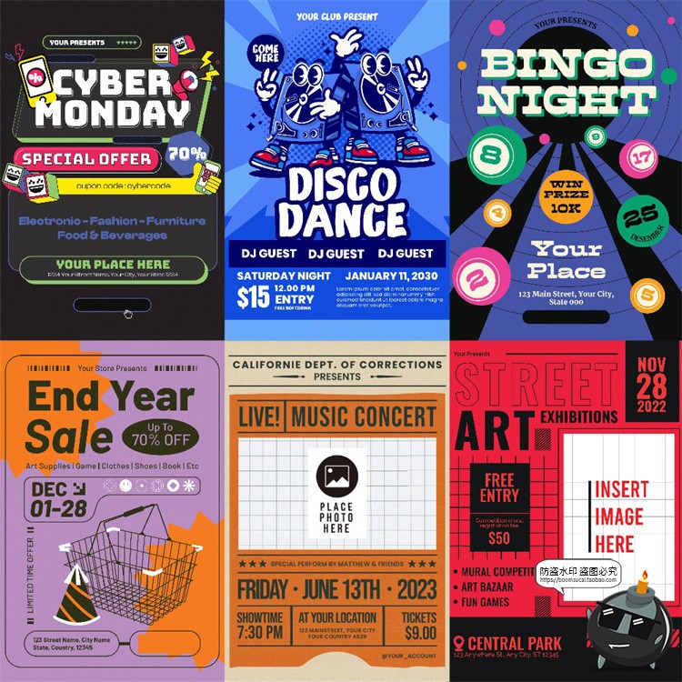 图片[5]-创意黑色星期五电商超购物服装食品节日促销打折海报插画AI素材-设计猿